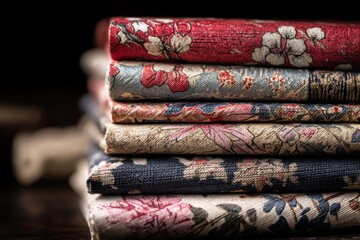 Stack of Japanese Fabrics showcasing Traditional Floral Prints