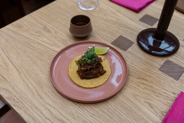 specially prepared tacos served, fine dining