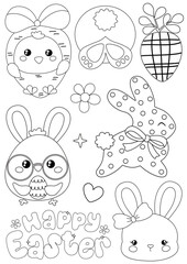 Doodles Happy baby Easter bundle SVG, cute Easter clipart PNG, set of Happy Easter vector illustrations