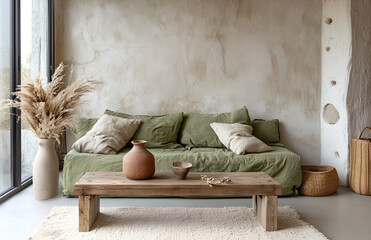 Bohemian Style Living Room with Natural Elements