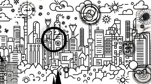 Industrial Factory Buildings Icons Set for Urban Design Projects Generative AI