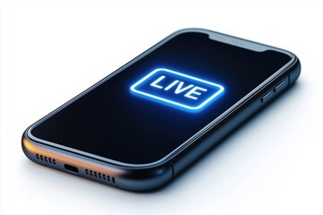 Modern Smartphone with Live Streaming Concept Displayed on Screen for Digital Media Content Creation