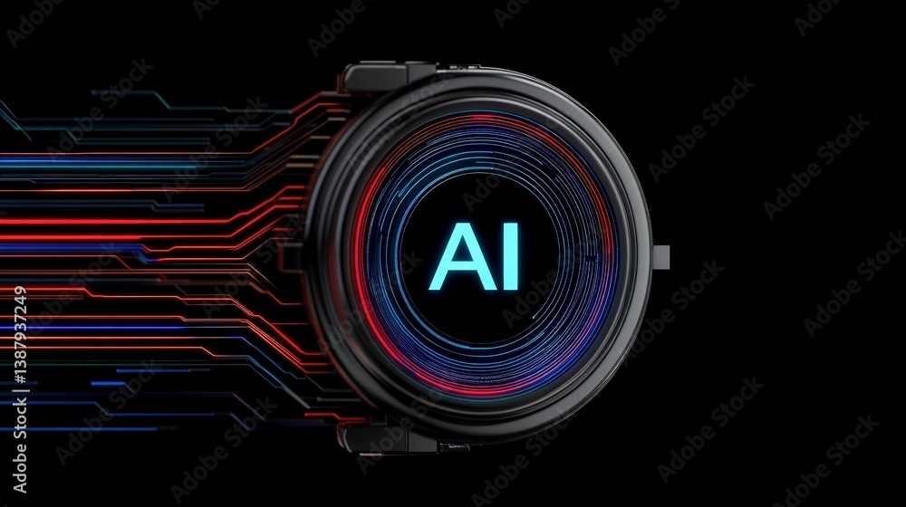 Poster modern technology concept with ai and circuit design visuals