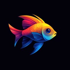 Colorful fish design swimming against a dark background showcasing vibrant hues and artistic detailing