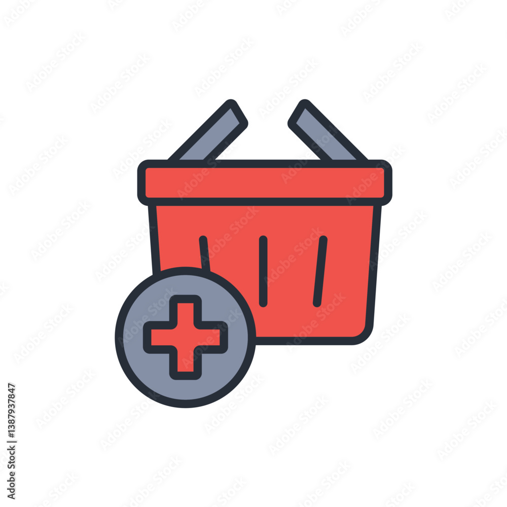 Poster add to basket icon. vector.editable stroke.linear style sign for use web design,logo.symbol illustra