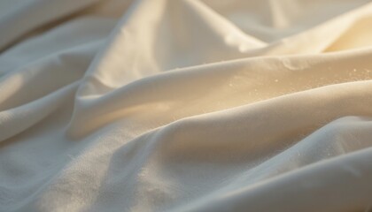 Obraz premium Gentle waves of creamy fabric studio setting close-up photography soft lighting minimalist aesthetic textural beauty