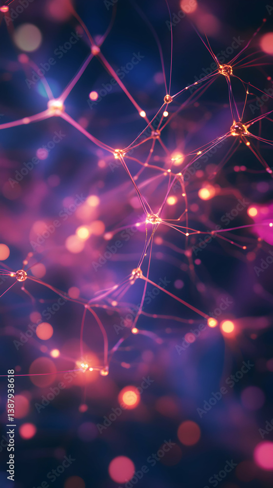 Aufkleber abstract colorful digital network connections with soft bokeh and vibrant light effects