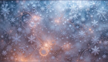 Winter wonderland snowflakes abstract background digital art frosty environment close-up view seasonal concept for holiday decor