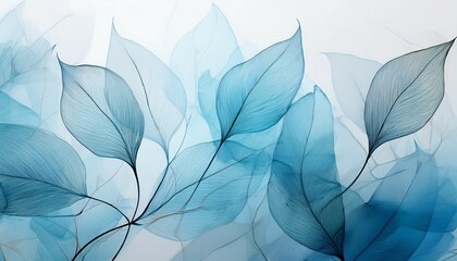 translucent leaves overlay soft blue natural texture gentle curve minimalist design elegant simplicity botanical art