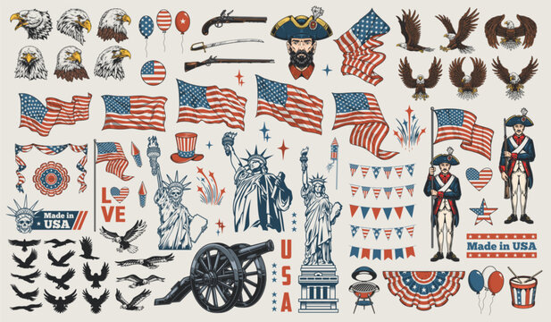 Patriotic symbols and icons for celebration events