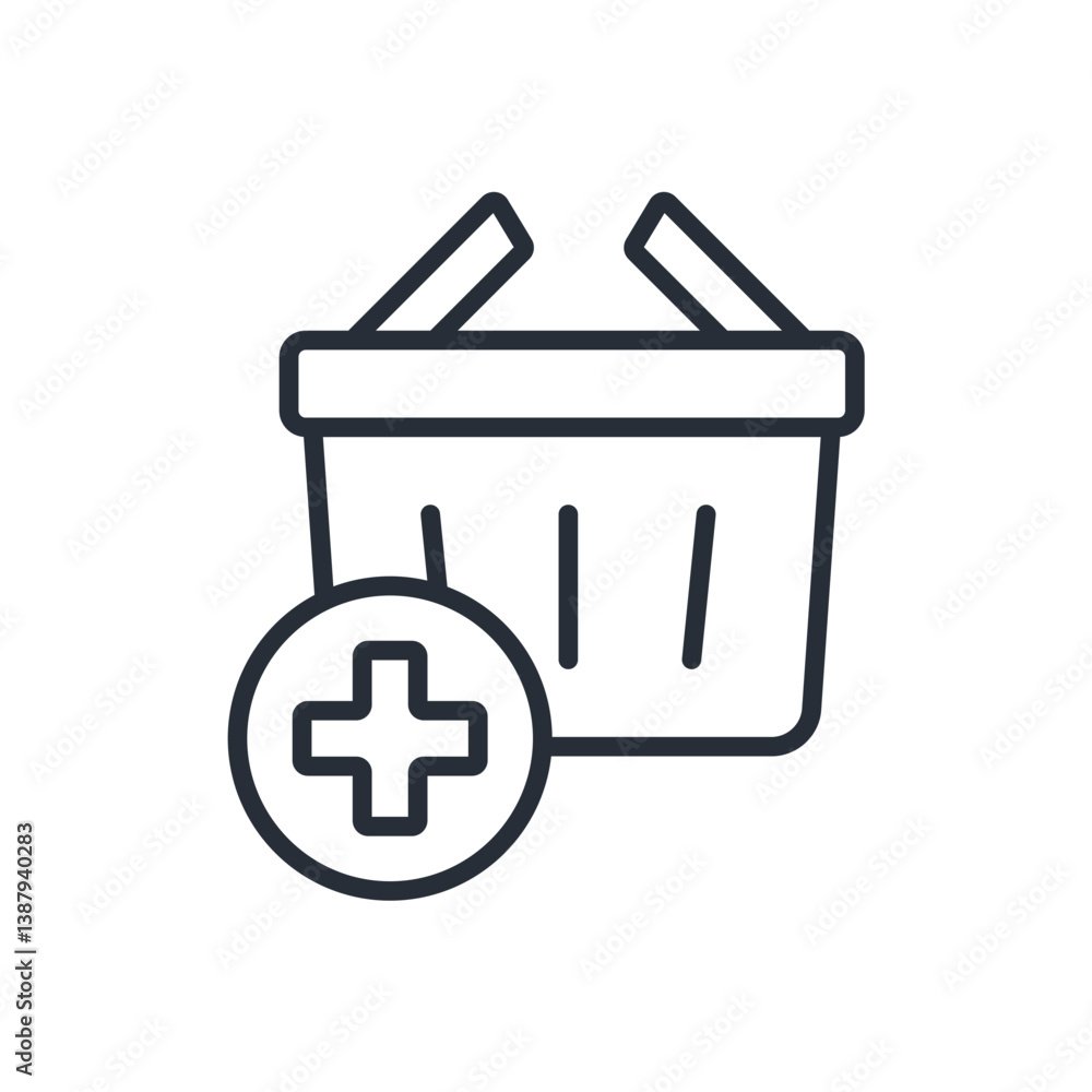 Poster add to basket icon. vector.editable stroke.linear style sign for use web design,logo.symbol illustra