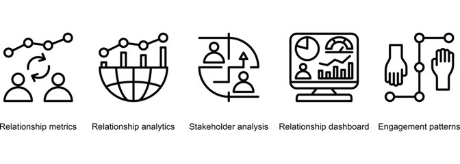Relation Data banner web icon vector illustration of Relationship metrics, Relationship analytics, Stakeholder analysis, Relationship dashboard, Engagement patterns