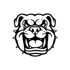 Illustration of bulldog head. Design element for logo, label, sign. Vector illustration