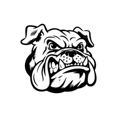 Illustration of bulldog head. Design element for logo, label, sign. Vector illustration