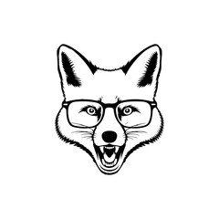 Illustration of fox head. Design element for logo, label, sign. Vector illustration