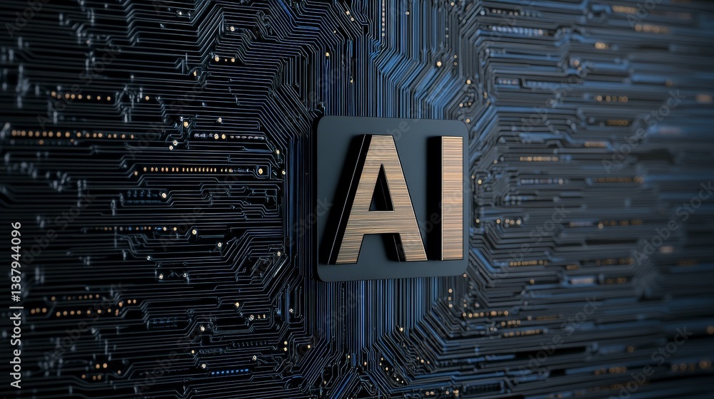 Poster futuristic concept of artificial intelligence on circuit board design