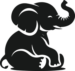 Baby elephant silhouette vector