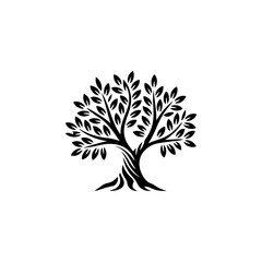 Olive tree silhouette icon. Design element for logo, label, sign. Vector illustration