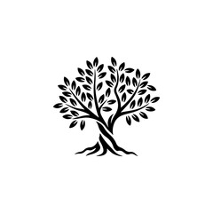 Olive tree silhouette icon. Design element for logo, label, sign. Vector illustration