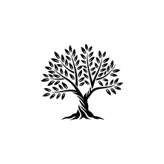 Olive tree silhouette icon. Design element for logo, label, sign. Vector illustration