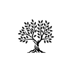 Olive tree silhouette icon. Design element for logo, label, sign. Vector illustration