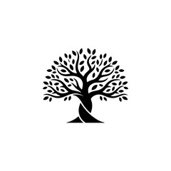 Olive tree silhouette icon. Design element for logo, label, sign. Vector illustration