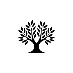 Olive tree silhouette icon. Design element for logo, label, sign. Vector illustration