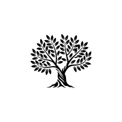 Olive tree silhouette icon. Design element for logo, label, sign. Vector illustration