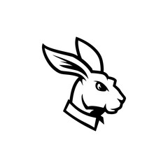 Illustration of rabbit head. Design element for logo, label, sign. Vector illustration