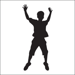 little young boy jumping silhouette