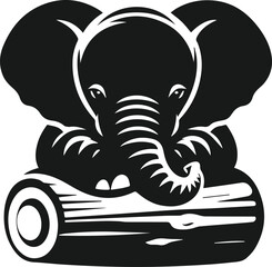 Baby elephant silhouette vector