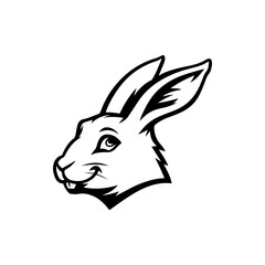 Illustration of rabbit head. Design element for logo, label, sign. Vector illustration