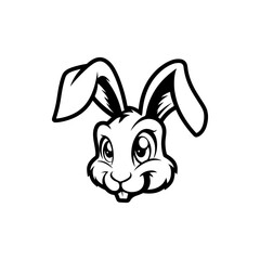 Illustration of rabbit head. Design element for logo, label, sign. Vector illustration