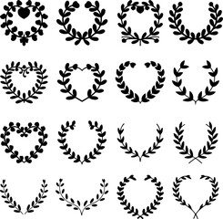 Set of floral wreath in vintage style. Design element for decorations. Vector illustration
