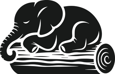Baby elephant silhouette vector