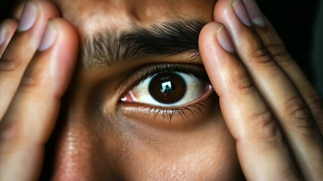 Fearful Person Peeking Through Fingers Close-Up Photo