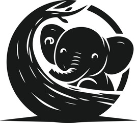 Baby elephant silhouette vector