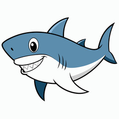 shark cartoon isolated on white