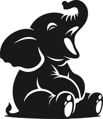 Baby elephant silhouette vector