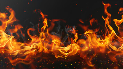 Fototapeta premium Fire Border Isolated on Transparent Background