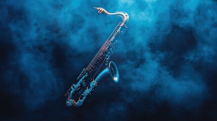 Naklejka premium Saxophone in smoky blue