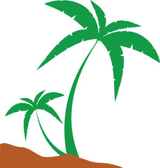 Tropical Palm Trees on Island Silhouette.