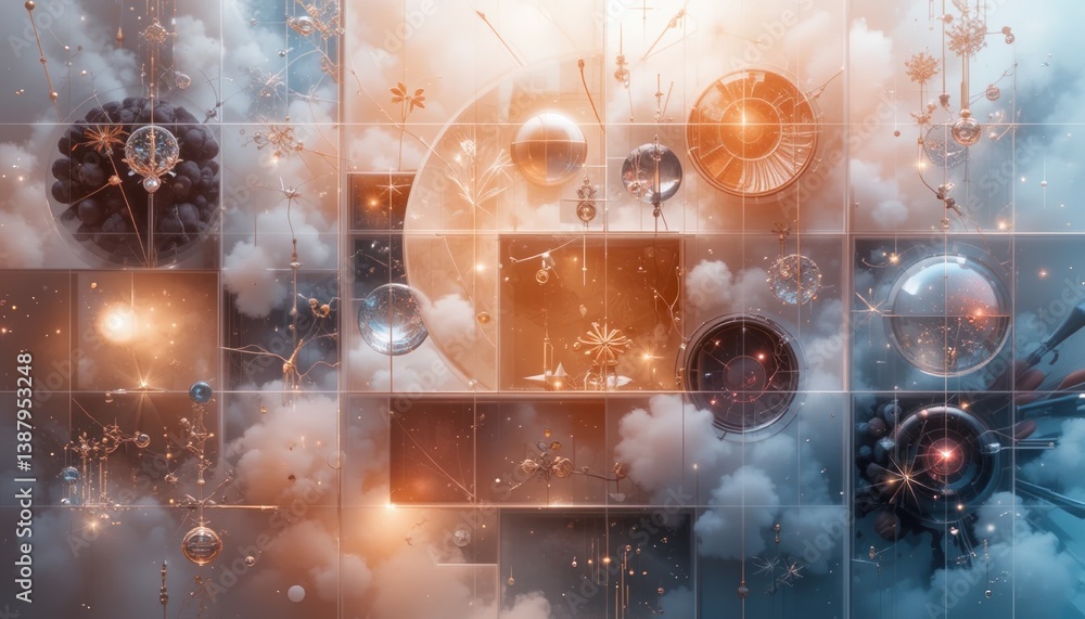 Poster dynamic cosmic exploration outer space digital art abstract environment aerial view futuristic conce