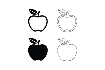 Fototapeta premium Minimalist Apple Silhouettes: Black and White Artistic Composition