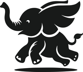 Baby elephant silhouette vector