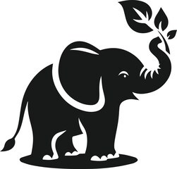 Baby elephant silhouette vector
