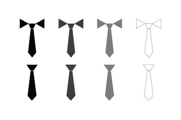 
Set of Men's Tie and Bow Tie Icons in Gradient Shades from Black to White – Vector Style Collection