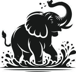 Baby elephant silhouette vector