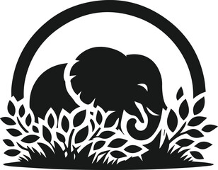 Baby elephant silhouette vector