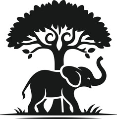 Baby elephant silhouette vector